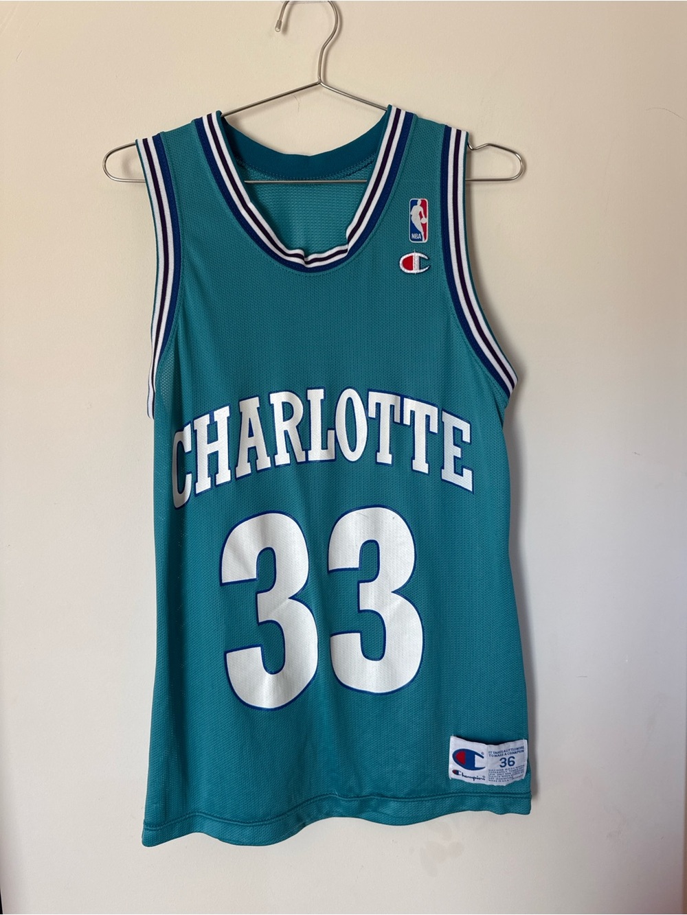 Charlotte Hornets Alonzo Mouring #33 Champion Basketball Jersey